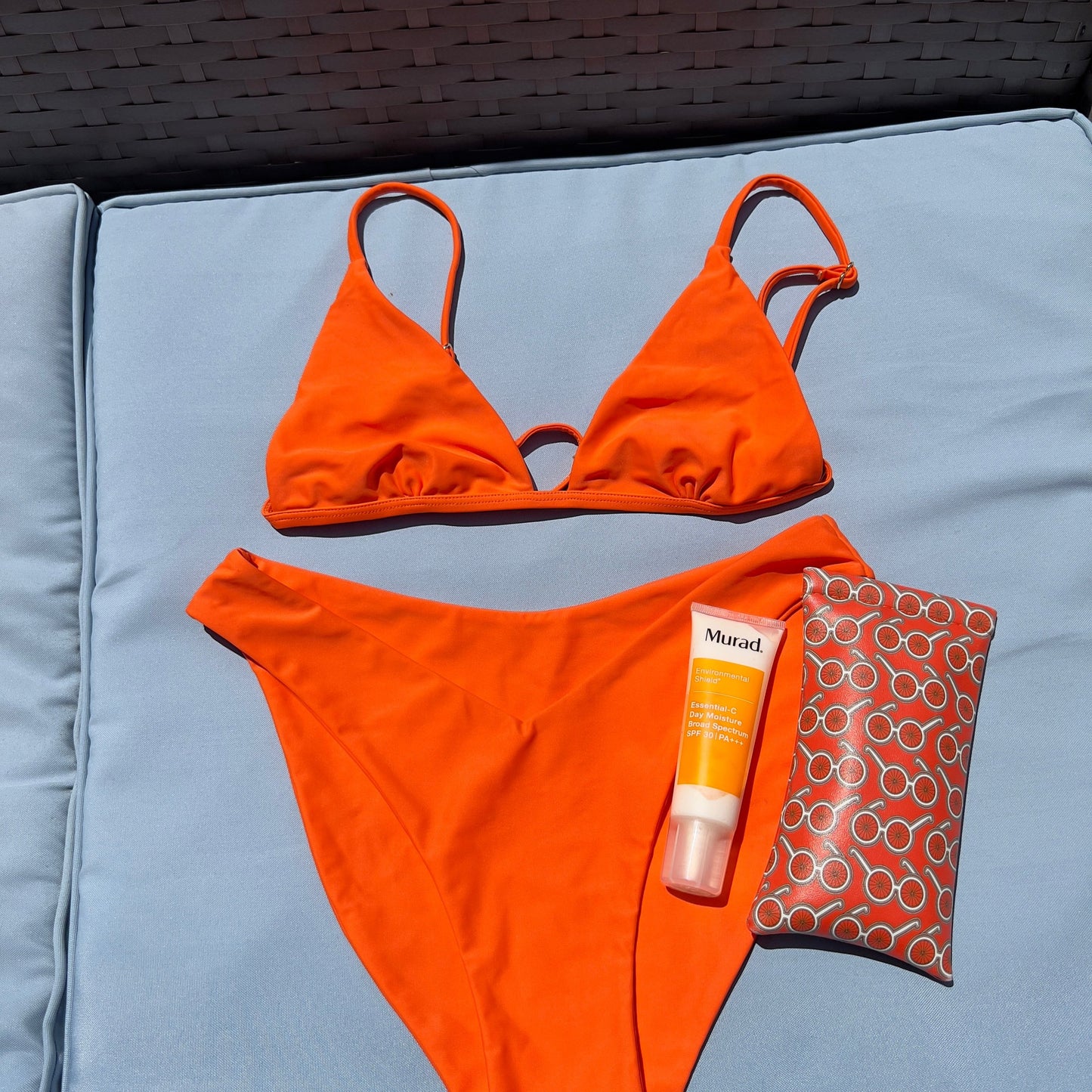 Seamless orange triangle bathing suit bikini top for women