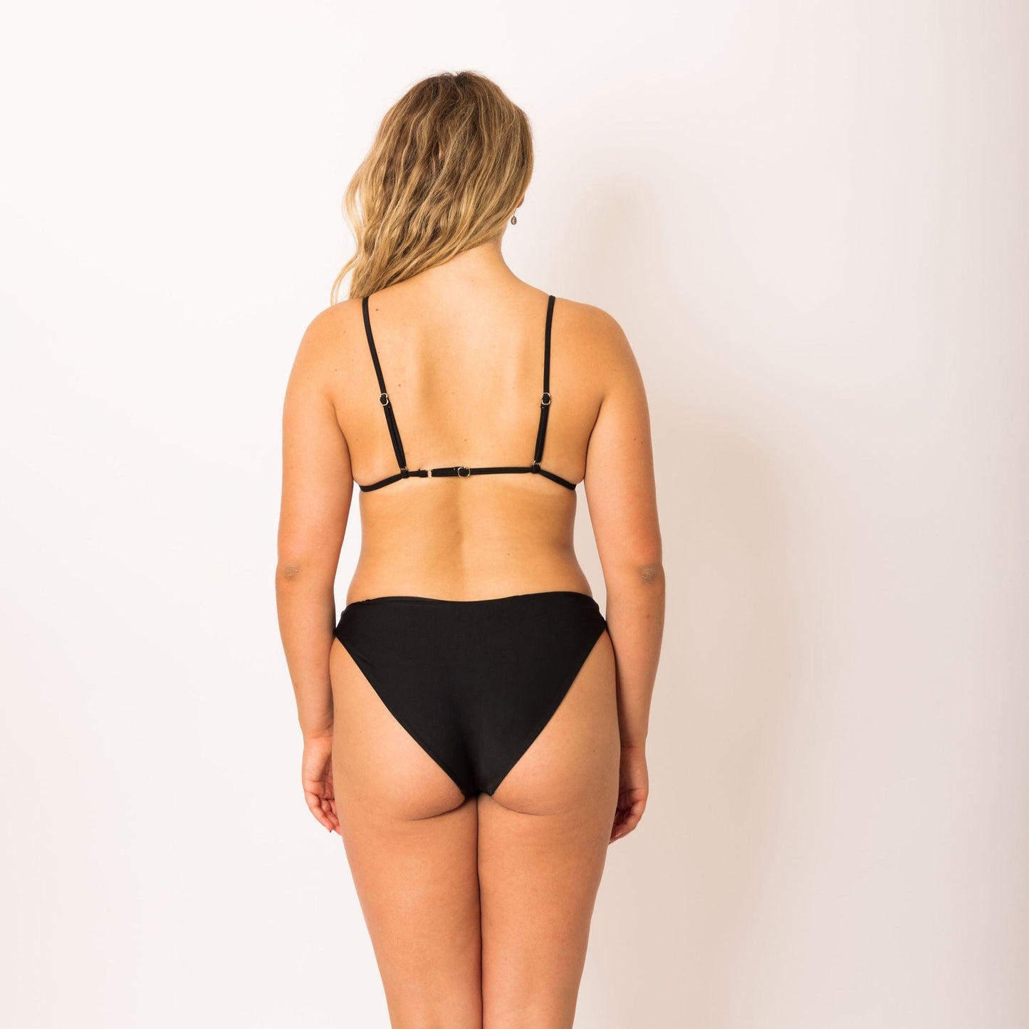 Seamless Black flattering bralette bikini top and V front bottom full to moderate coverage. High quality ultra soft fabric