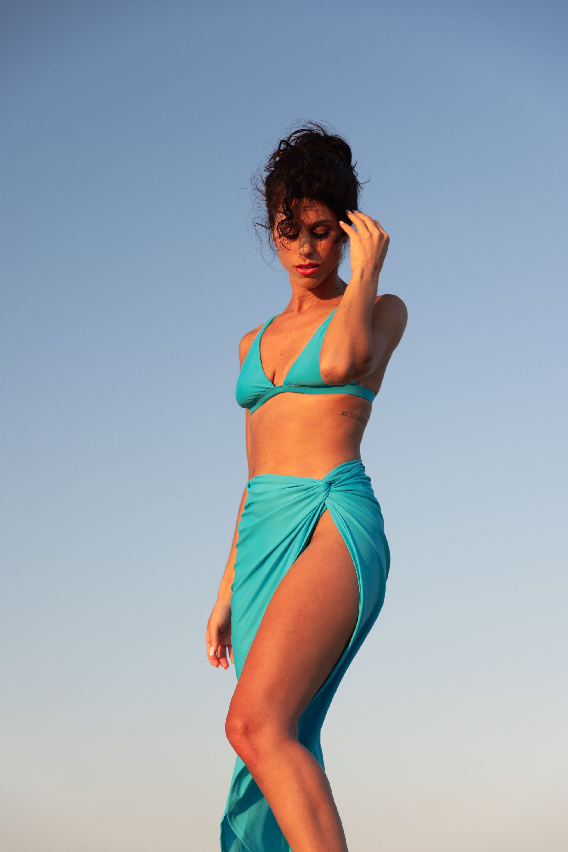 Sarong Beach Cover Up in Turquoise, Made in the USA — Blue Sky Swimwear